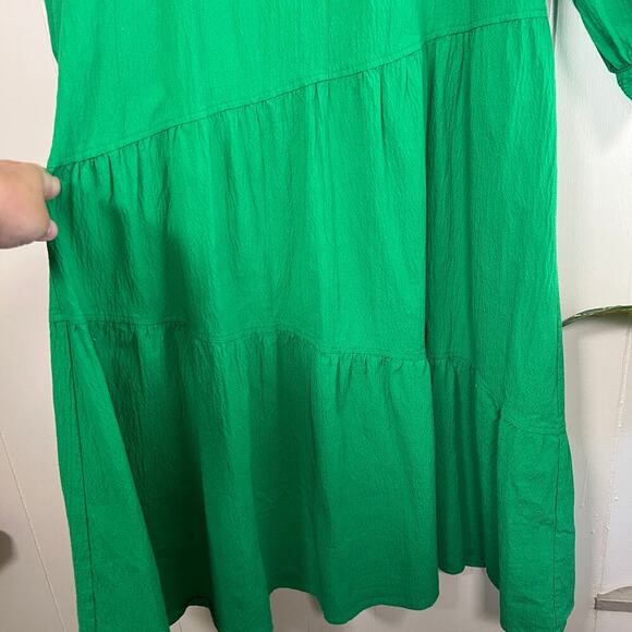 Asos Topshop Green Textured Poplin Chuck On Dress sz 2 - Picture 6 of 11